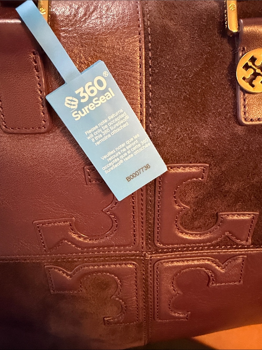 Tory Burch Plum Leather & Suede Tote with Gold Hardware - Picture 10 of 10